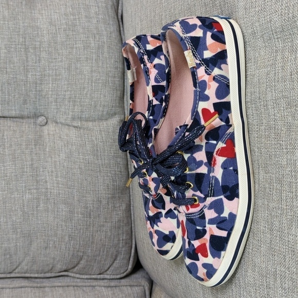 Keds Kate Spade Collab Sneakers Patriotic Red Blue Hearts Metallic Laces 5.5 - Picture 9 of 13